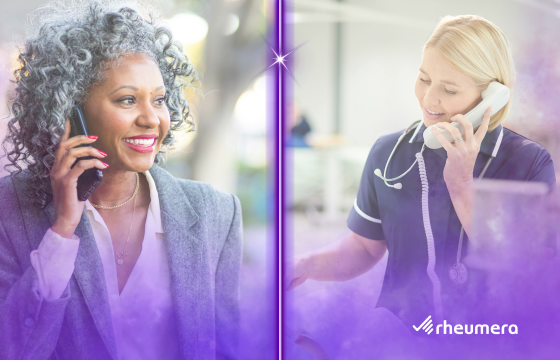 Patient speaking by phone with a clinic nurse in a calm, private setting.